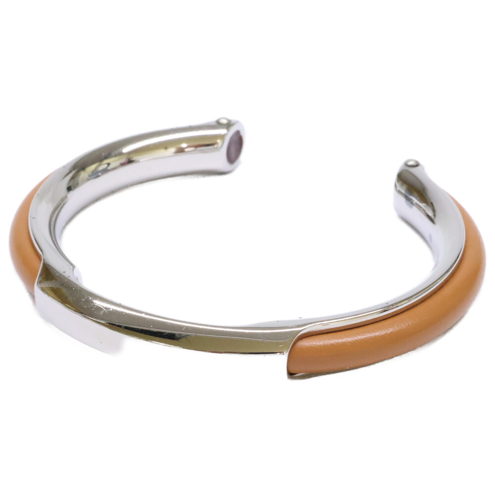 HERMES Silver Leather Bracelet